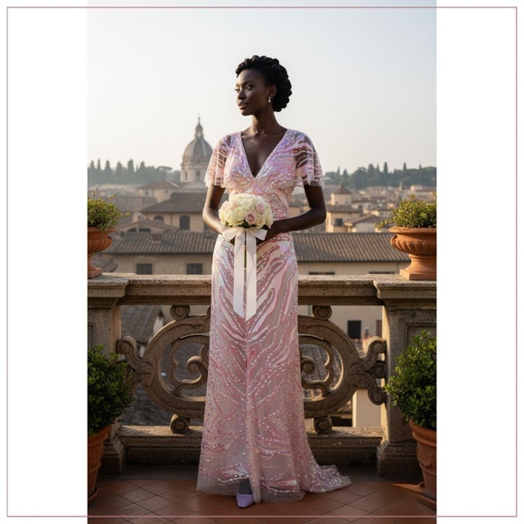 $4590 Temperley London ‘West’ Iridescent Crystal Pink and Cream Runway Gown - Picture 1 of 16